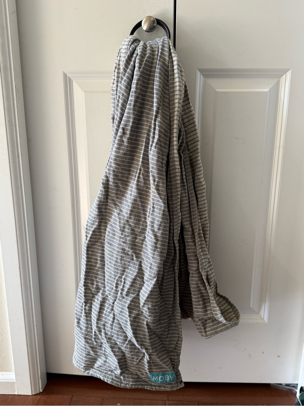 Striped Gray Baby ring sling  - MOBY